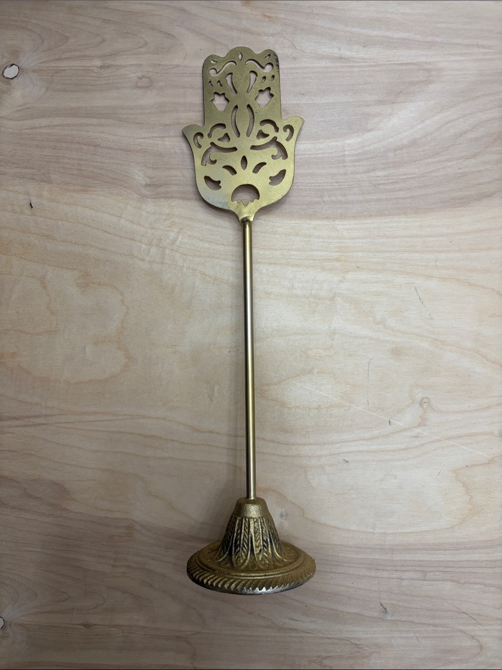 Brass-Tone Decorative with Hamsa Motif